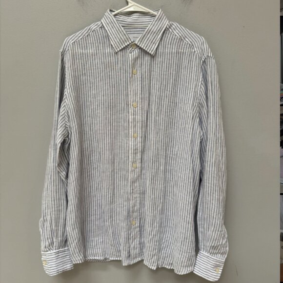 Massimo Dutti Regular Fit Striped Linen Shirt in Large - Picture 6 of 10